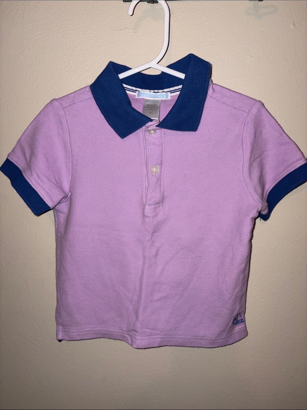 Janie and Jack Lavender Polo with Navy Trim